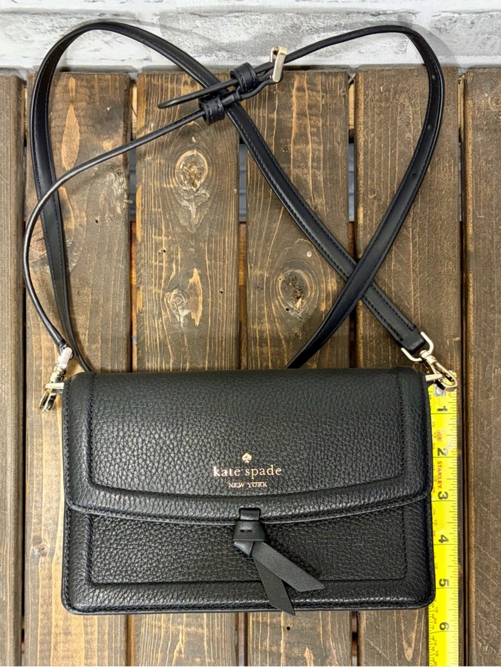 kate spade Black Pebbled Leather Knot Mini Crossbody Bag - Picture 4 of 8